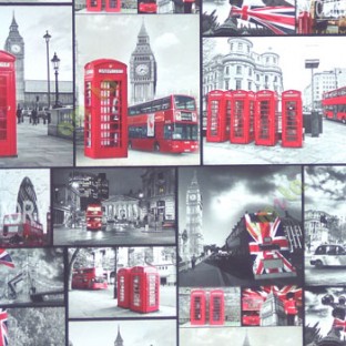 Beautiful kids red grey white black yellow color double decker bus telephone booth car england flag clouds night scene bridge capital clock roller blind